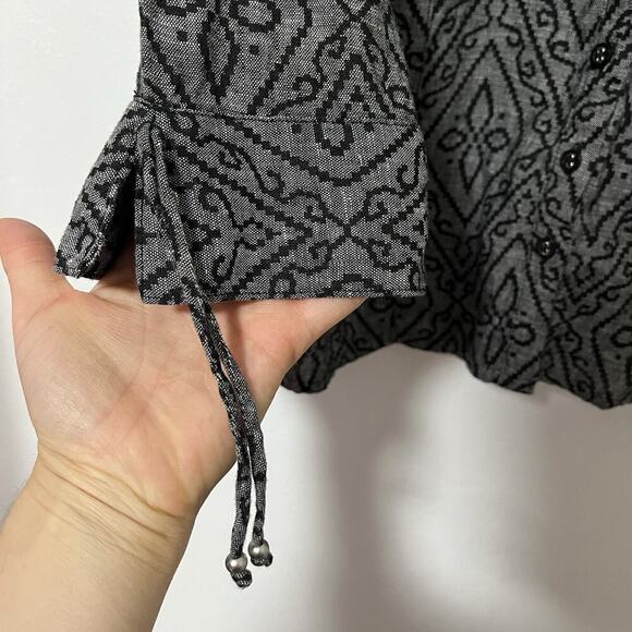 JM Collection Womens Linen Button Top Size 12 Gray Coastal Grandmother Beach - Picture 4 of 6